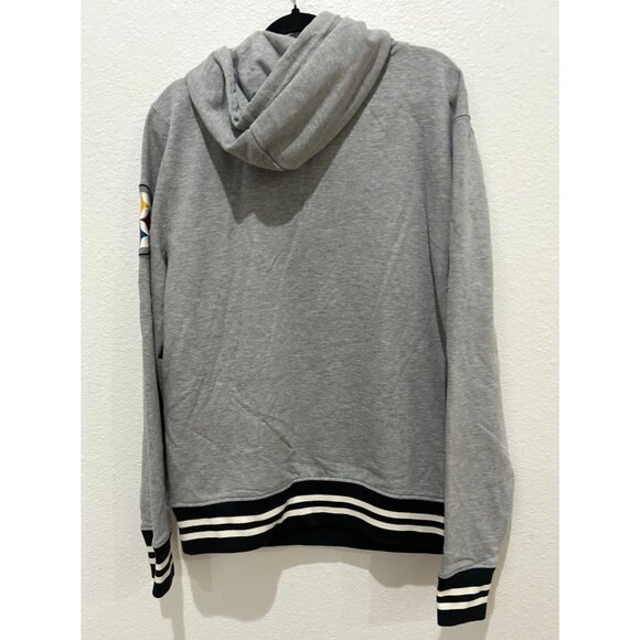 NWOT Steelers '47 Gray Hoodie Sweatshirt With Logo Patch Men's Size Large - Picture 3 of 4